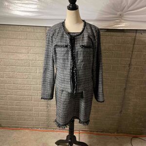 Laundry By Shelli Segal Black/White checkered Tweed Blazer